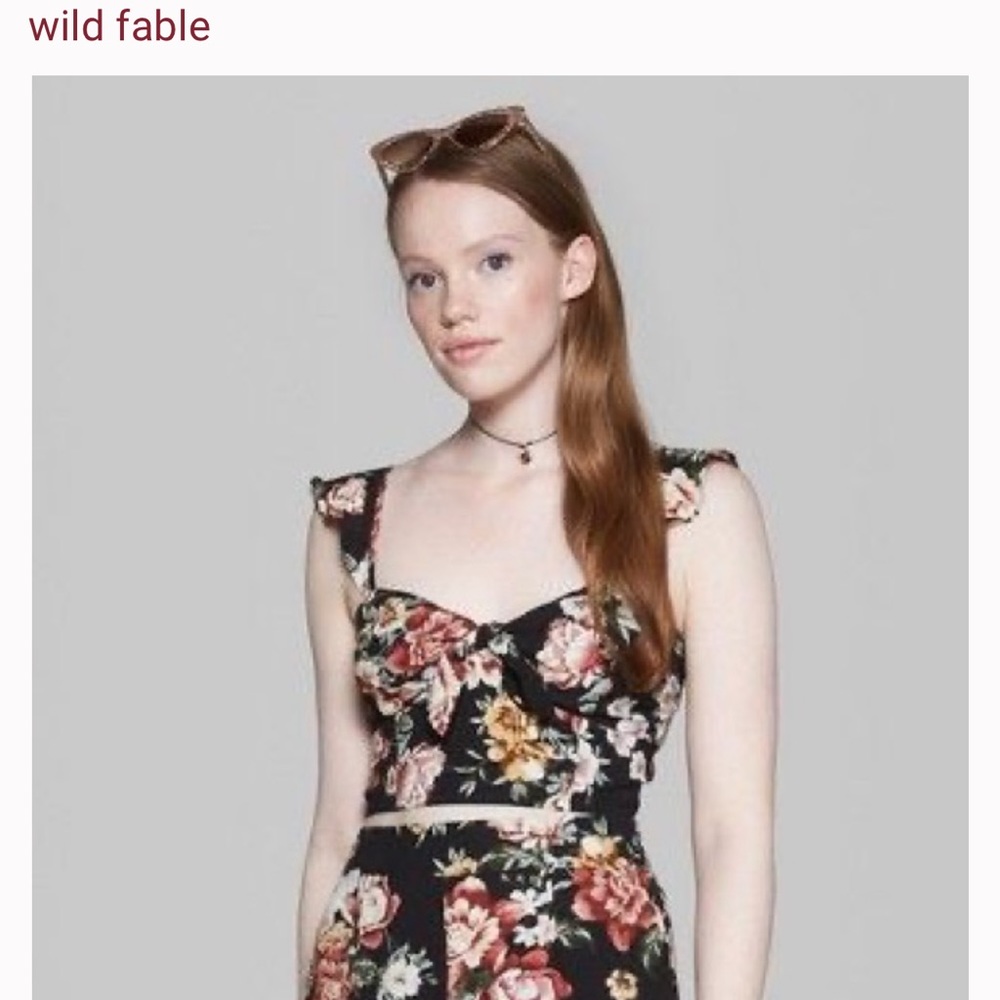 Wild Fable XL Floral Strappy Flutter Sleeve Crop Top